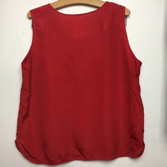 VTG embroidered floral red crop tank top SZ M - Picture 4 of 4